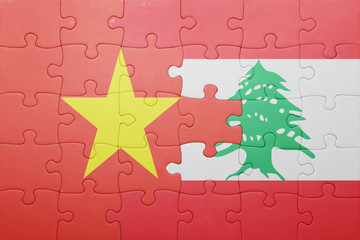 puzzle with the national flag of lebanon and vietnam