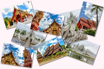 Buddhist temple pictures collage