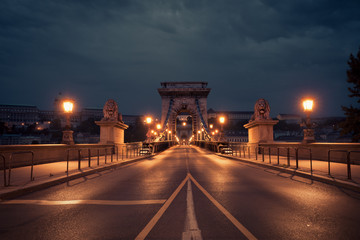 Chain bridge at dusk