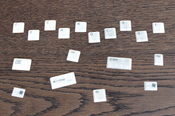 Different computer keys, word technology