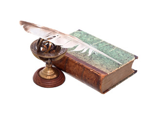 Old Book And Quill Pen