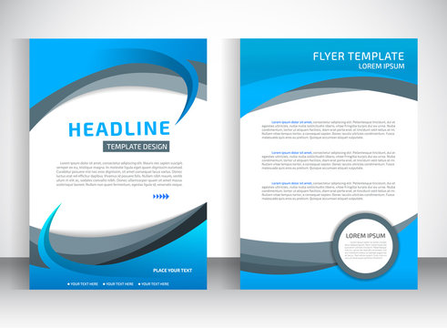Report cover template for business presentation or brochure. Blue and white material design style vector background 