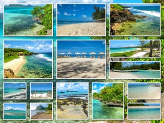 Mauritius white beaches collage
