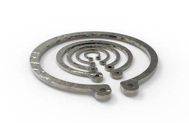 retaining rings on a white background
