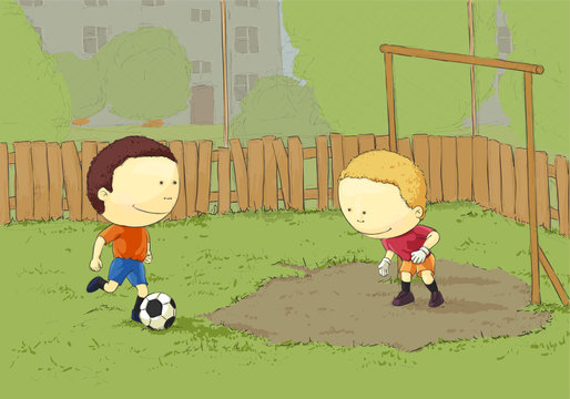 Children playing football