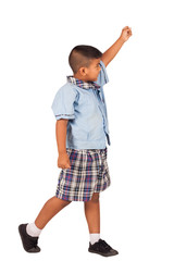 portrait of little school boy isolate background