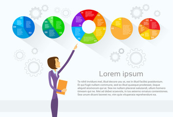 Business Woman Showing Pie Diagram Infographic 