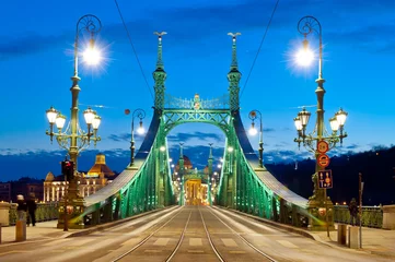 Türaufkleber Freiheitsbrücke von Pest am Abend © horizonphoto
