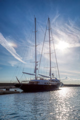Fototapeta premium Luxury yacht parking in marina on Zakynthos island, Greece