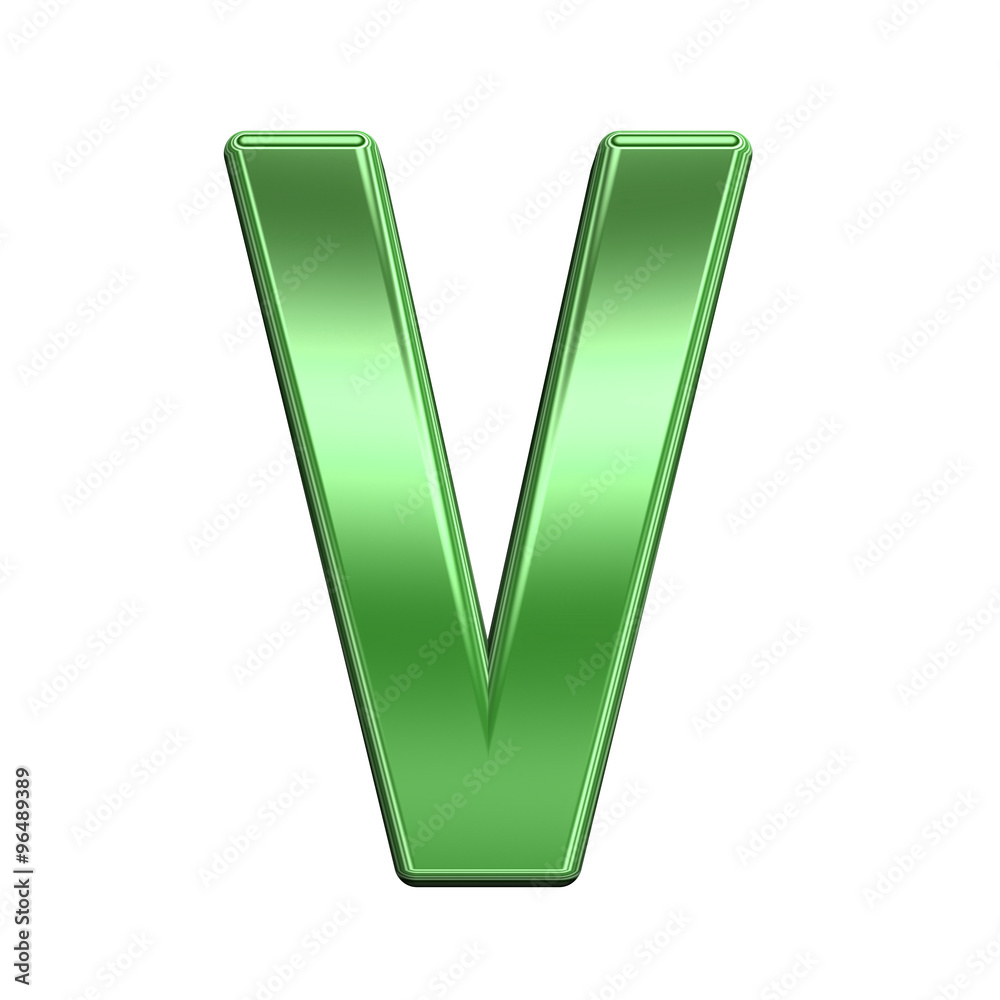Fototapete one letter from shiny green alphabet set, isolated on white. computer generated 3d photo rendering.