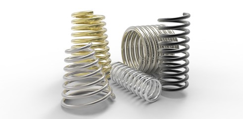 Металлические пружины на белом фоне