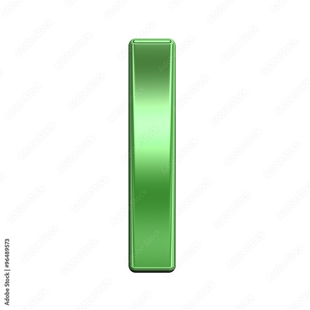 Fototapete one letter from shiny green alphabet set, isolated on white. computer generated 3d photo rendering.