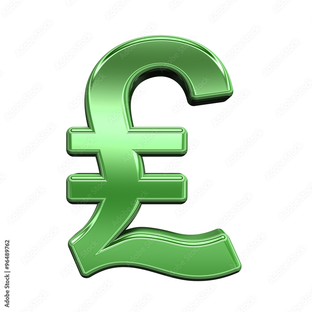 Fototapete pound sign from shiny green alphabet set, isolated on white. computer generated 3d photo rendering.