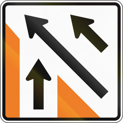 New Zealand road sign - Merging traffic (sign for minor road)