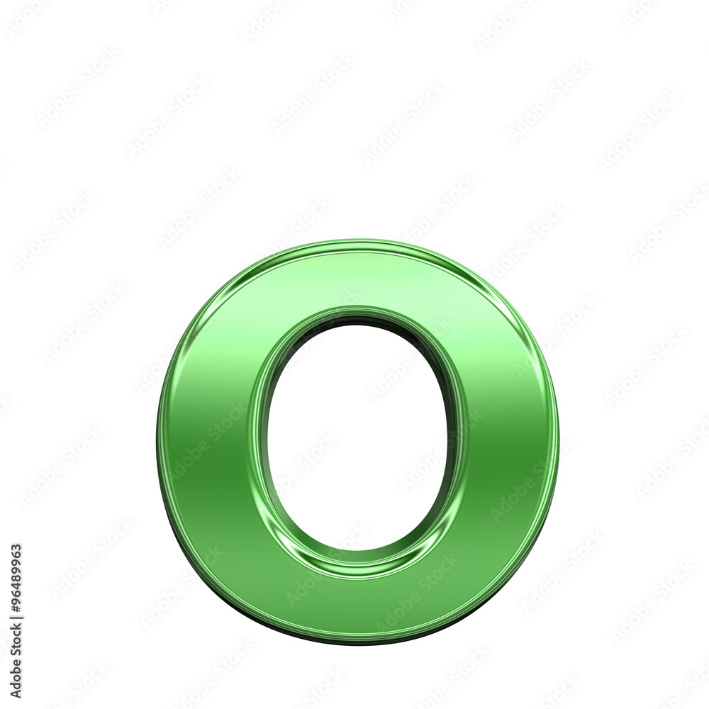 Fototapete one lower case letter from shiny green alphabet set, isolated on white. computer generated 3d photo 
