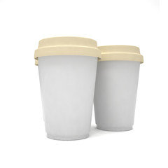 Three paper coffee cups