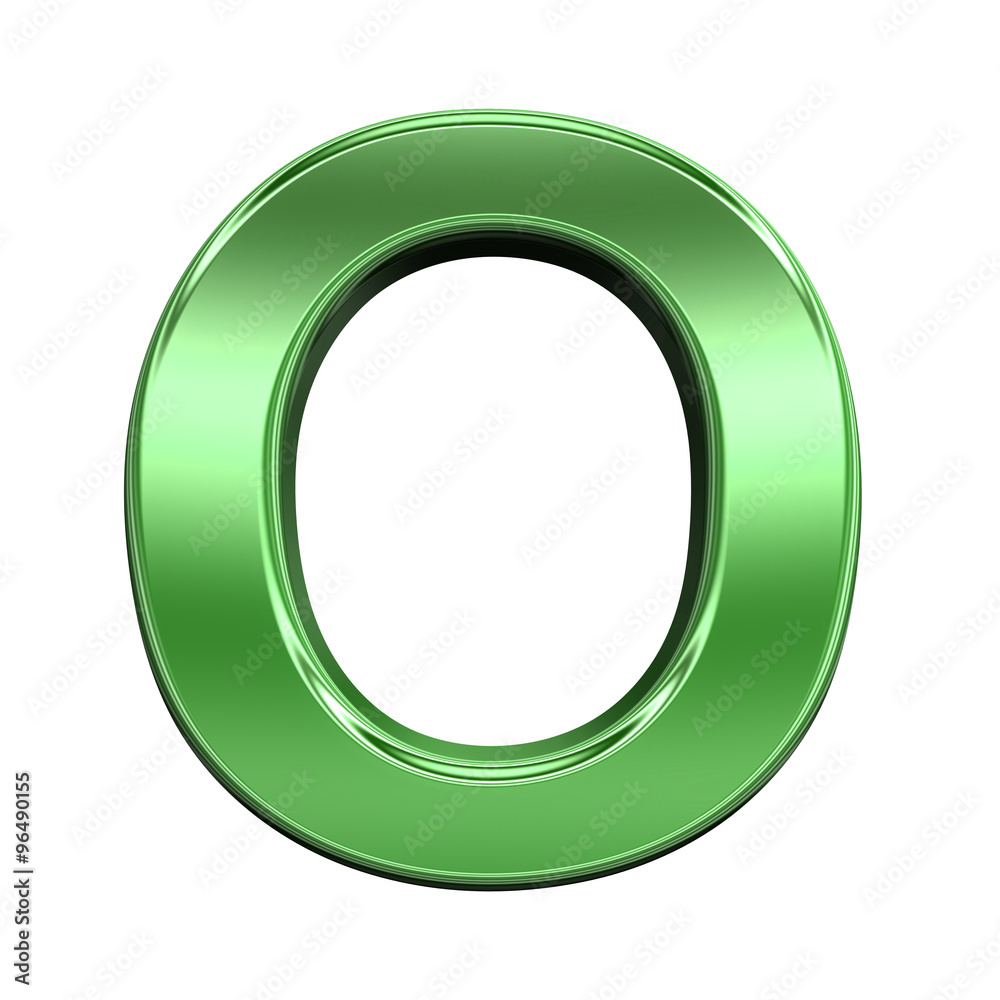 Fototapete one letter from shiny green alphabet set, isolated on white. computer generated 3d photo rendering.