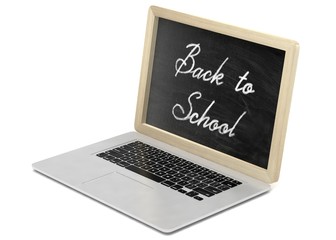  Laptop with chalkboard, back to school, education concept