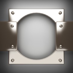 polished metal element on gray background