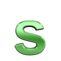 One lower case letter from shiny green alphabet set, isolated on white. Computer generated 3D photo rendering.