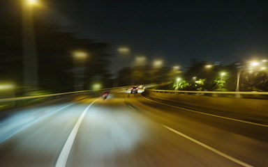 Fototapeta na wymiar moving forward motion blur background,night scene