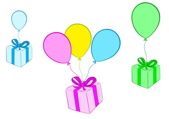 Gifts on balloons