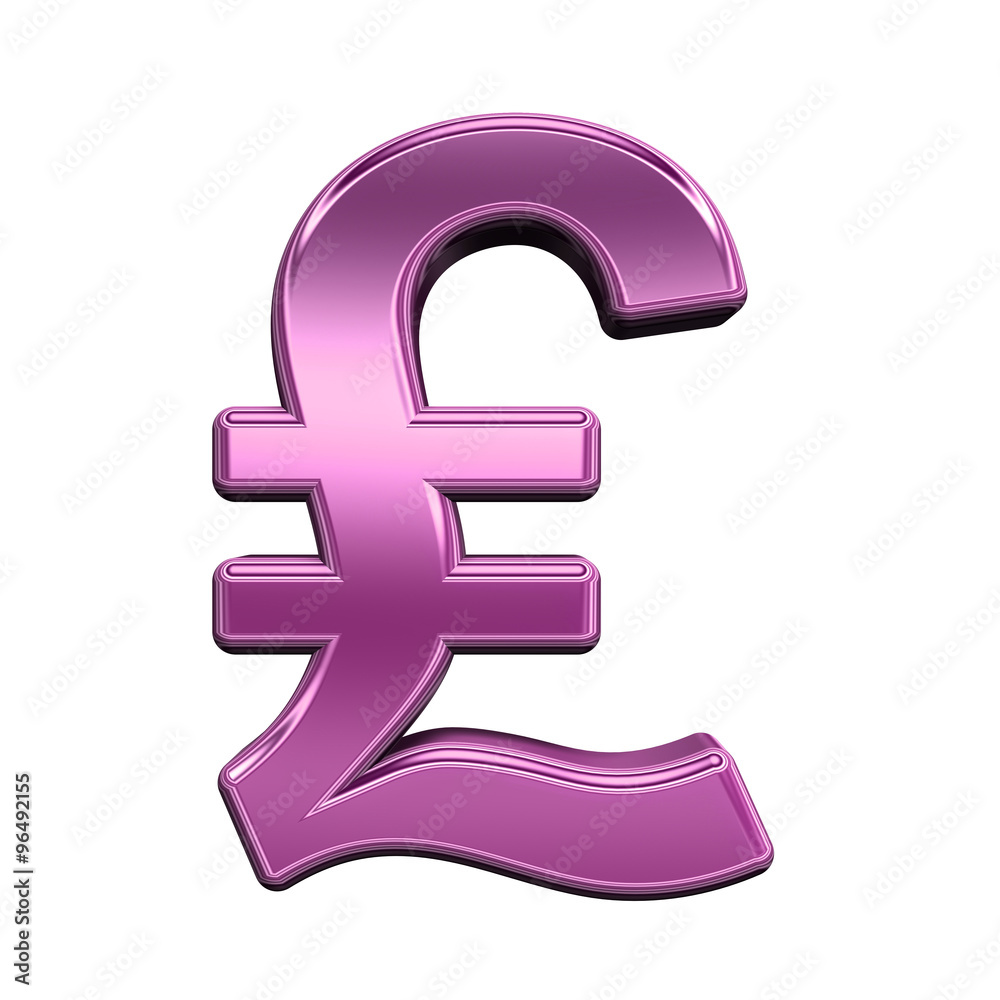 Fototapete pound sign from shiny pink alphabet set, isolated on white. computer generated 3d photo rendering.