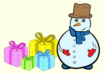 Snowman with gifts