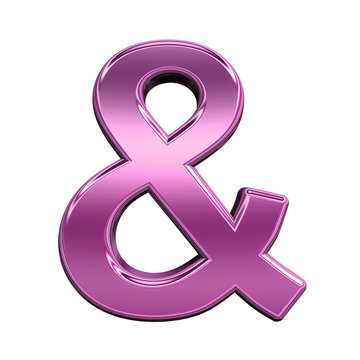 One letter from shiny pink alphabet set, isolated on white. Computer generated 3D photo rendering.