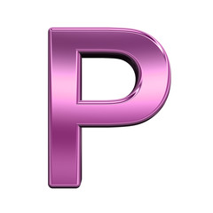 One letter from shiny pink alphabet set, isolated on white. Computer generated 3D photo rendering.