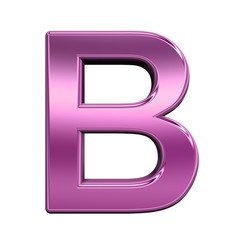 Obraz premium One letter from shiny pink alphabet set, isolated on white. Computer generated 3D photo rendering.
