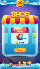 Sweet world mobile GUI shop screen for video web games