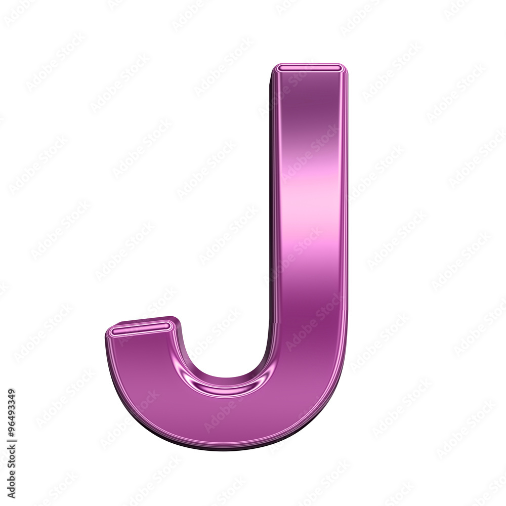 Fototapete one letter from shiny pink alphabet set, isolated on white. computer generated 3d photo rendering.