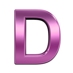 One letter from shiny pink alphabet set, isolated on white. Computer generated 3D photo rendering.