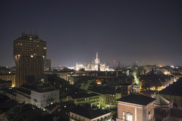 Milan, 2015 panoramic skyline by night - 96493540