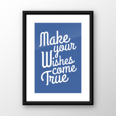 Make your wishes come true quote, vintage stamp design