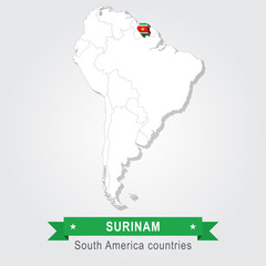 Surinam. All the countries of South America. Flag version.