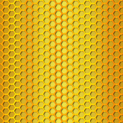 Gold geometric pattern of hexagons. Metal background.