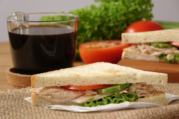 Tuna Sandwich with black coffee