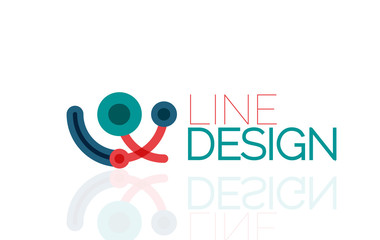 Vector swirl and circles outline minimal abstract geometric logo