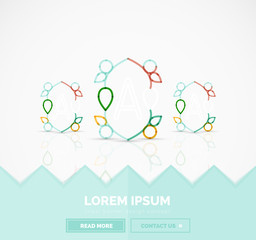 Abstract geometric linear hipster floral icon, frame design, flat style. Banner