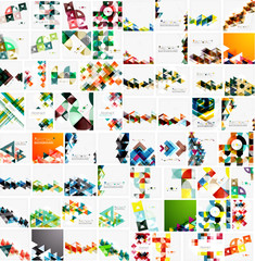 Fototapeta na wymiar Huge mega collection of abstract geometric paper graphic layouts. Universal backgrounds, presentation templates or web covers