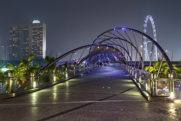 Obraz premium Helix Bridge in Singapore by night