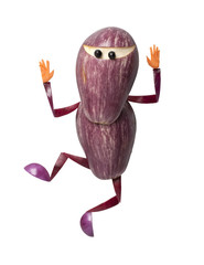 Eggplant ninja in funny pose on isolated background © serg78