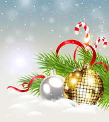 Golden decoration and candy cane