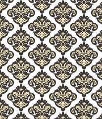 Classic style ornament damask pattern background in golden brown color. Vector