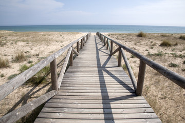 Fototapeta na wymiar Beach at El Palmar, Cadiz, Andalusia, Spain
