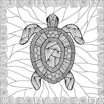 Stylized turtle style zentangle.