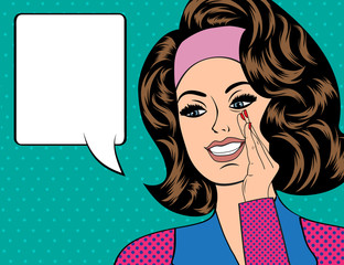 Pop Art illustration of woman with the speech bubble