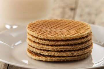 Dutch Waffles close up on white plate
